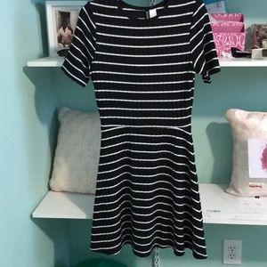 black and white striped bodycon dress